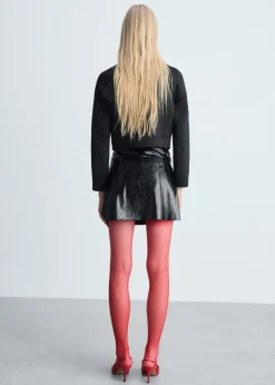 MANGO Spódnice*Minispódniczka z zakładkami z imitacji skóry