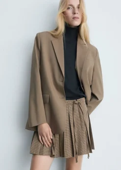 MANGO Spódnice*Minispódniczka z zakładkami w pepitkę