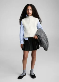 Dzieci MANGO Szorty I Spódnice*Minispódniczka z zakładkami z imitacji skóry