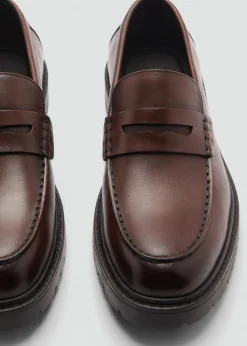 MANGO Skóra|Buty*Mokasyny skórzane z paskiem