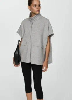 MANGO Kurtki*Narzutka ponczo z kieszeniami z patkami