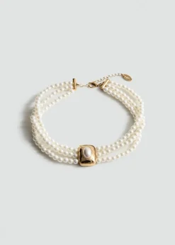 MANGO Biżuteria*Naszyjnik z pereł z ćwiekami