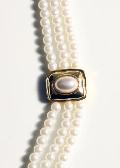 MANGO Biżuteria*Naszyjnik z pereł z ćwiekami