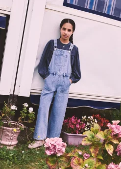 Dzieci MANGO Sukienki I Kombinezony*Ogrodniczki dżinsowe z prostymi nogawkami