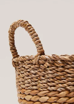 MANGO Kosze Do Sypialni|Kosze Do Salonu*Okrągły koszyk z naturalnych włókien 28 x 20 cm