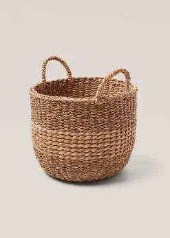 MANGO Kosze Do Sypialni|Kosze Do Salonu*Okrągły koszyk z naturalnych włókien 36 x 25 cm