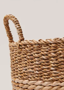MANGO Kosze Do Sypialni|Kosze Do Salonu*Okrągły koszyk z naturalnych włókien 36 x 25 cm