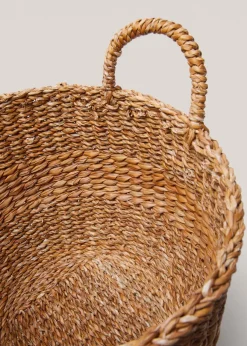 MANGO Kosze Do Sypialni|Kosze Do Salonu*Okrągły koszyk z naturalnych włókien 36 x 25 cm