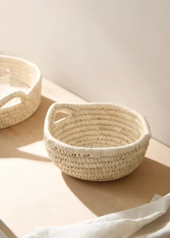MANGO Kosze Do Sypialni|Kosze Do Salonu*Okrągły koszyk z naturalnych włókien