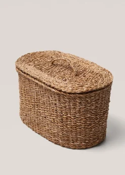 MANGO Kosze Do Sypialni|Kosze Do Salonu*Owalny koszyk z naturalnych włókien 23 x 40 cm