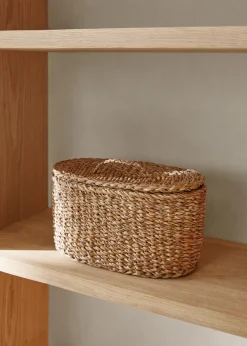 MANGO Kosze Do Sypialni|Kosze Do Salonu*Owalny koszyk z naturalnych włókien 16 x 29 cm
