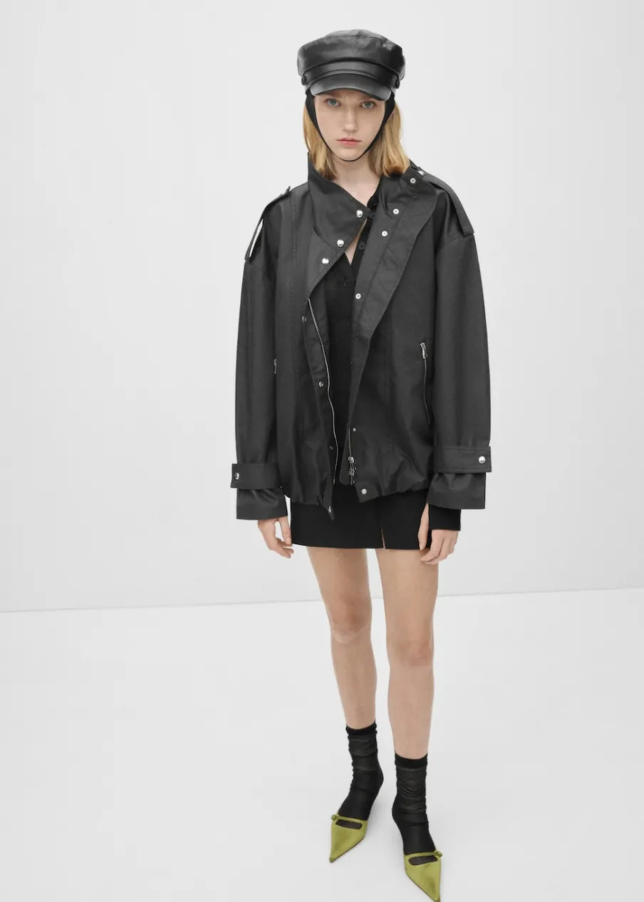 MANGO Kurtki*Parka oversize z guzikami