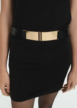 MANGO Paski|Akcesoria Skórzane*Pasek skórzany maxi z metalowym elementem