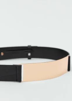 MANGO Paski|Akcesoria Skórzane*Pasek skórzany maxi z metalowym elementem