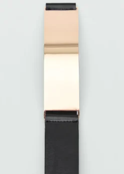 MANGO Paski|Akcesoria Skórzane*Pasek skórzany maxi z metalowym elementem