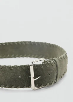 MANGO Paski*Pasek skórzany o zamszowym wykończeniu