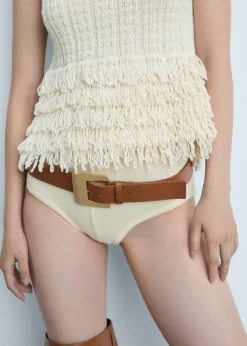 MANGO Paski|Akcesoria Skórzane*Pasek skórzany z dużą klamrą