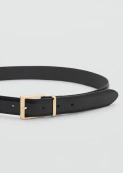 MANGO Paski|Akcesoria Skórzane*Pasek skórzany z kwadratową klamrą