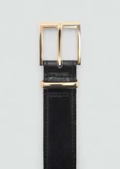 MANGO Paski|Akcesoria Skórzane*Pasek skórzany z kwadratową klamrą