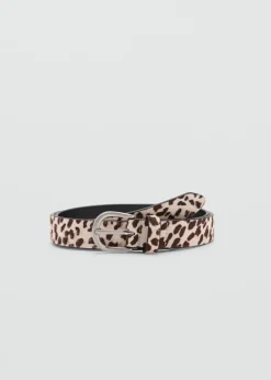 MANGO Paski*Pasek skórzany ze zwierzęcym wzorem