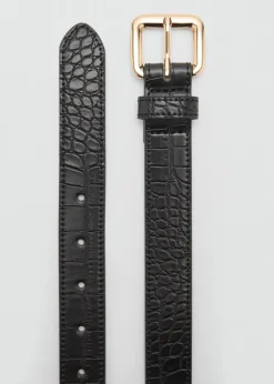 MANGO Paski*Pasek z efektem krokodylej skóry