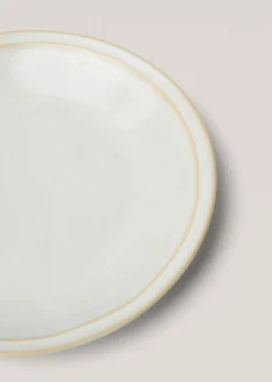 MANGO Zastawa Stołowa*Płaski talerz z kamionki z podwójną obwódką w postarzanym stylu