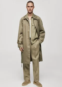 MANGO Płaszcze|Trencze*Płaszcz bawełniany z paskiem