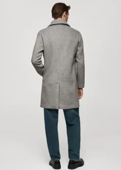 MANGO Płaszcze*Płaszcz regular fit z wełny w jodełkę