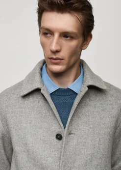 MANGO Płaszcze*Płaszcz regular fit z wełny w jodełkę