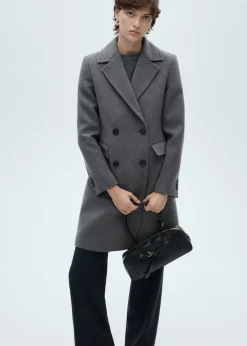 MANGO Płaszcze*Płaszcz wełniany dwurzędowy midi