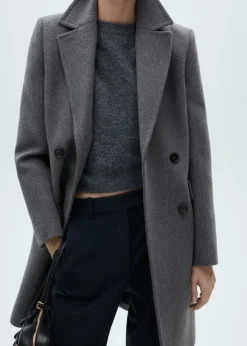 MANGO Płaszcze*Płaszcz wełniany dwurzędowy midi