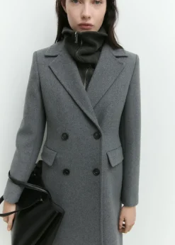 MANGO Płaszcze*Płaszcz wełniany dwurzędowy midi