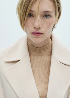 MANGO Płaszcze*Płaszcz wełniany handmade z paskiem