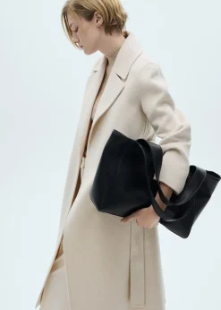 MANGO Płaszcze*Płaszcz wełniany handmade z paskiem