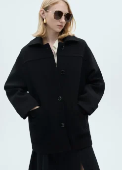 MANGO Płaszcze*Płaszcz wełniany midi na guziki