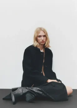 MANGO Płaszcze*Płaszcz wełniany midi na guziki