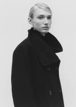 MANGO Płaszcze*Płaszcz wełniany midi z otulającym szyję kołnierzem