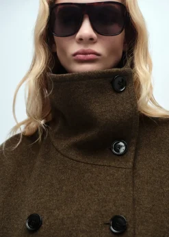 MANGO Płaszcze*Płaszcz wełniany midi z otulającym szyję kołnierzem