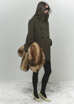 MANGO Płaszcze*Płaszcz wełniany midi z otulającym szyję kołnierzem