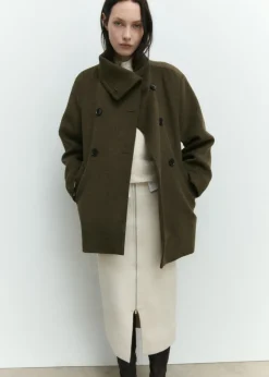 MANGO Płaszcze*Płaszcz wełniany midi z otulającym szyję kołnierzem