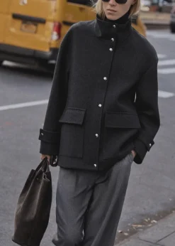 MANGO Płaszcze*Płaszcz wełniany midi z wysokim kołnierzem