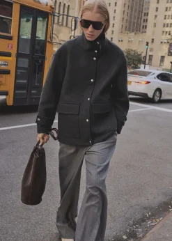 MANGO Płaszcze*Płaszcz wełniany midi z wysokim kołnierzem