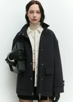 MANGO Płaszcze*Płaszcz wełniany midi z wysokim kołnierzem