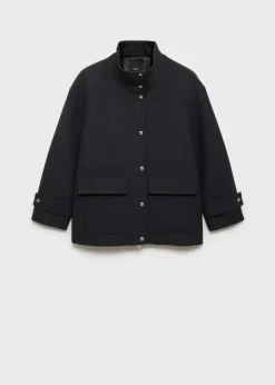 MANGO Płaszcze*Płaszcz wełniany midi z wysokim kołnierzem