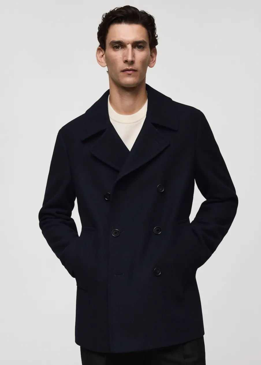 MANGO Płaszcze*Płaszcz wełniany z dwurzędowym zapięciem na guziki