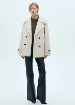 MANGO Płaszcze*Płaszcz wełniany z dwurzędowym zapięciem na guziki