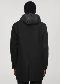 MANGO Płaszcze*Płaszcz wełniany z kapturem i pikowaną podszewką