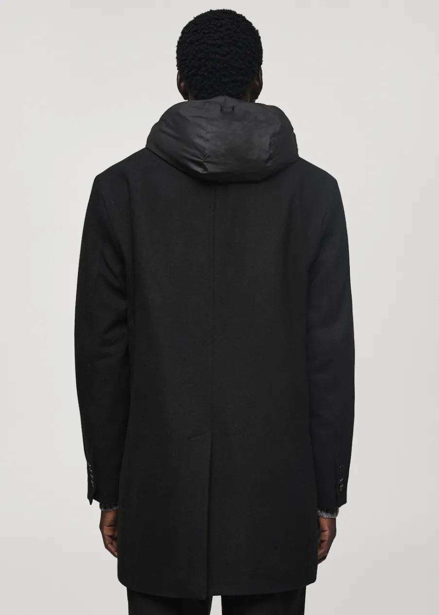 MANGO Płaszcze*Płaszcz wełniany z kapturem i pikowaną podszewką