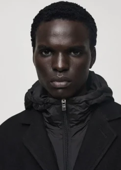 MANGO Płaszcze*Płaszcz wełniany z kapturem i pikowaną podszewką