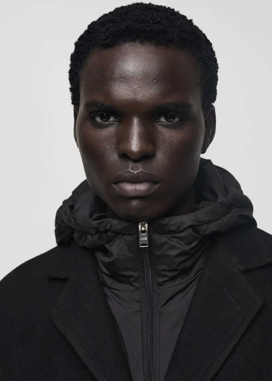 MANGO Płaszcze*Płaszcz wełniany z kapturem i pikowaną podszewką